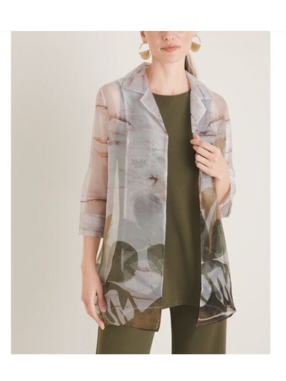 Chicos organza botanical floral sheer jacket